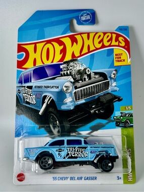 Hot Wheels HW Gassers 1/5 '55 Chevy Bel Air Gasser 110/250 Best For Track Blue